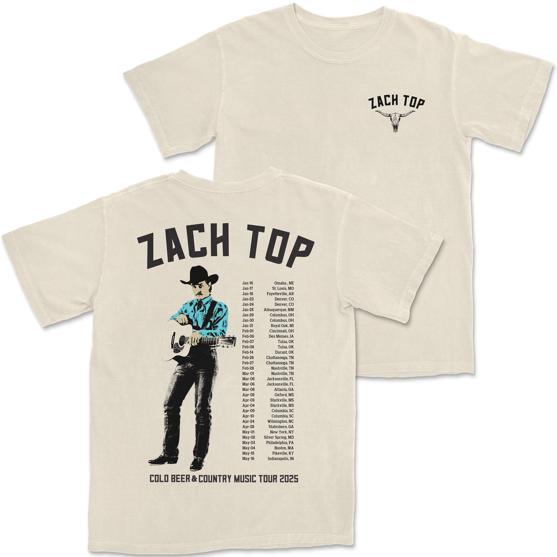 2025 Natural Tour Tee – Zach Top Official Store